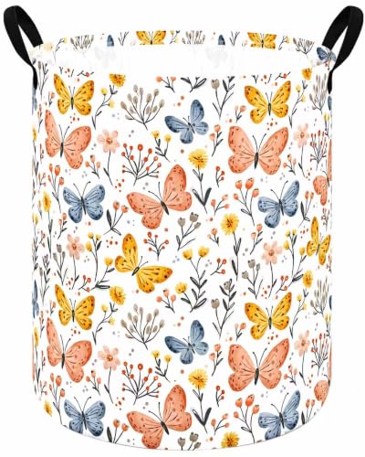 Collapsible Laundry Hamper - Flower Cluster Print Storage Basket, 19.7"