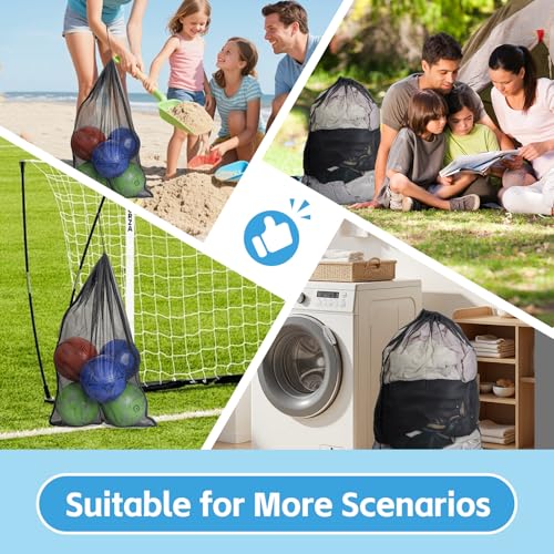Heavy Duty Mesh Laundry Bags - 2 Pack, 24x35 Inches for Travel & College