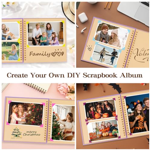 8x8 Inch DIY Scrapbook Photo Album with Kraft Pages - 60 Blank Pages