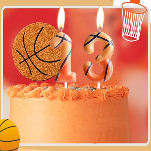 Basketball Birthday Candle - Number 8 Cake Topper for Kids