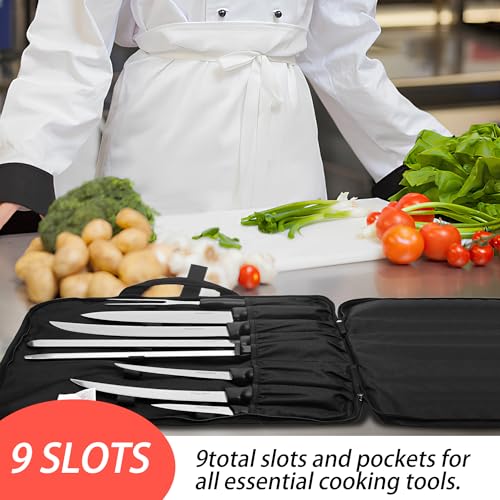 BOLEXINO Chef Knife Roll Bag - Heavy Duty Organizer with 9 Pockets