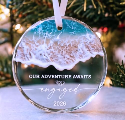 2026 Engagement Glass Ornament - Our Adventure Awaits