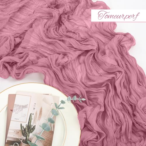 Dusty Rose Cheesecloth Table Runner - 8 Pack 35x120 Inch for Wedding & Party Decor