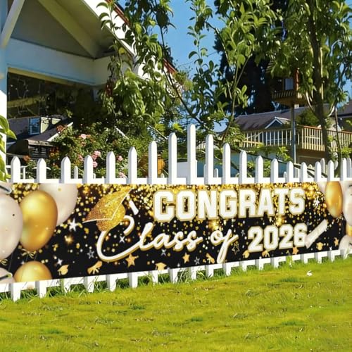 Class of 2026 Graduation Banner Backdrop Gold Party Supplies