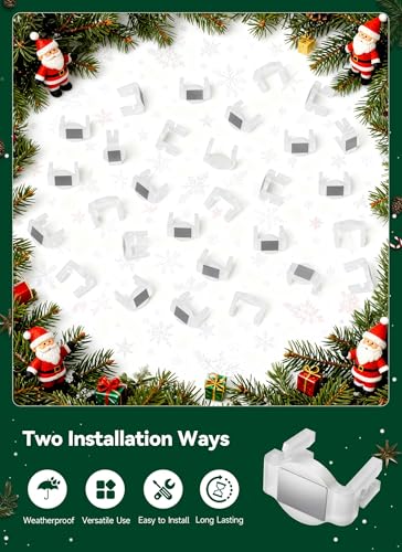 White Magnetic Christmas Light Clips - 50 Pack for C7 C9 String Lights