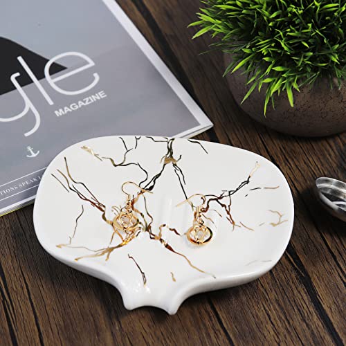Marble Gold Ceramic Soap Dish - Self-Draining Bathroom Soap Holder