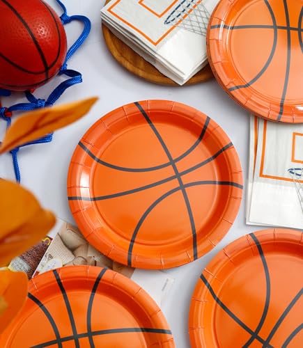 Winoo Design 48PCS Basketball Party Supplies Set - 24 Paper Plates & Napkins