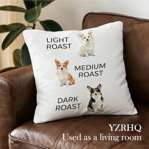 Coffee Welsh Corgi Pillow Cover 18x18 - Double-Sided Decorative Pillowcase