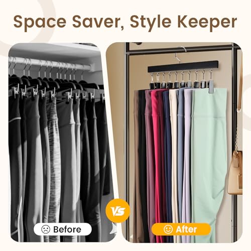 DRAXZOR Wooden Legging Hanger, 2 Pack - Space Saving Closet Organizer, Black