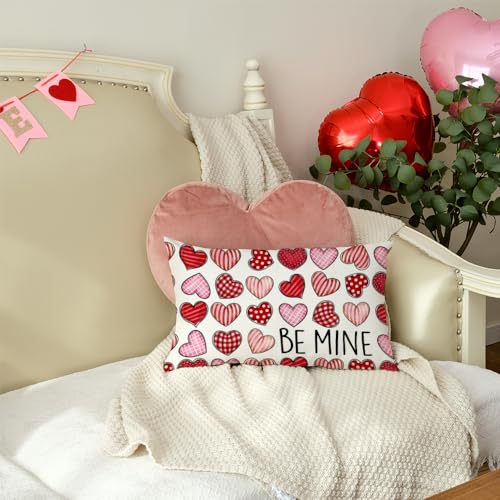 Valentine's Day Pillow Cover 12x20 Inch Colorful Heart Decor