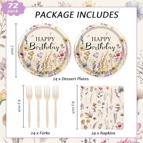 72-Piece Fall Floral Party Set - Plates, Napkins & Forks