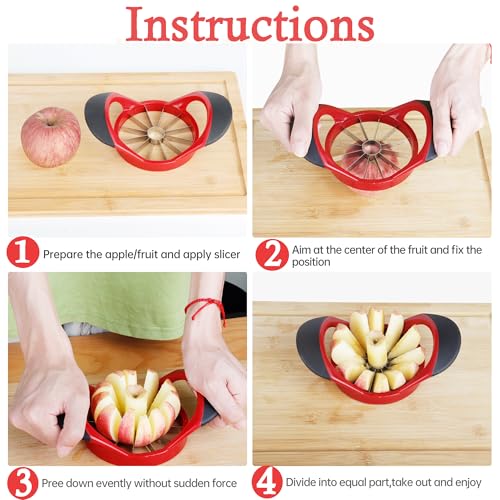 12-Blade Apple Slicer and Corer - 4.72 Inch Stainless Steel Fruit Cutter