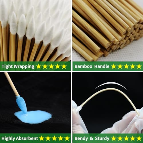 ILANSIN 6-Inch Pointed Cotton Swabs 200PCS - Biodegradable Bamboo Cotton Buds for Gun Cleaning and Precision Detail