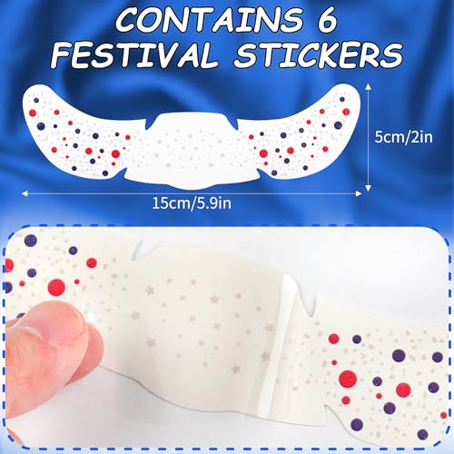 SARATA Red White and Blue Glitter Freckles Face Tattoos 6Pcs