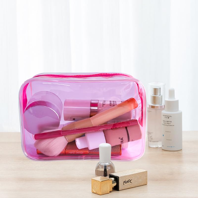 TotePrint TSA Approved Clear Toiletry Pouch - Pink PVC Makeup Bag
