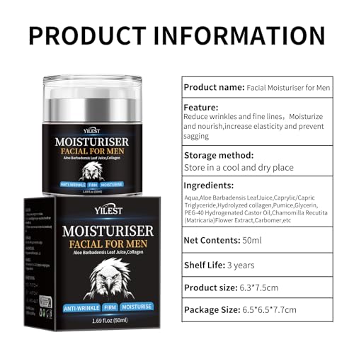 YILEST Men's Anti-Wrinkle Firming Face Moisturizer 1.69 Fl Oz