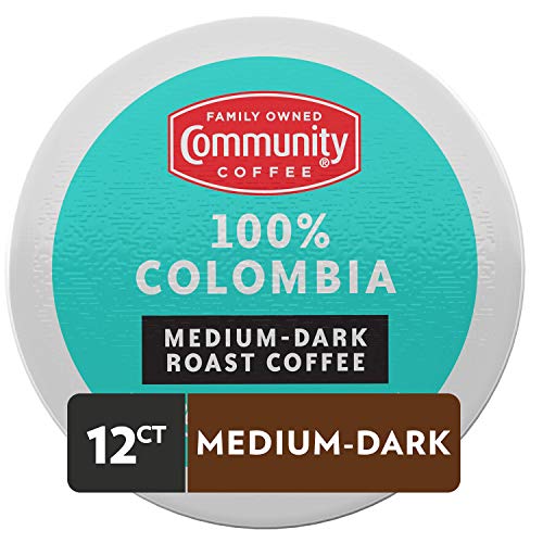Community Coffee 100% Colombia Coffee Pods, Medium-Dark Roast, 12 Count