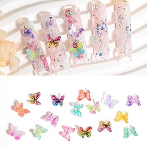 3D Butterfly Nail Charms Resin Nail Art Decorations 100 Pcs Mix Colors