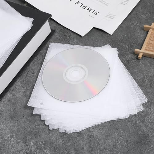 100 Clear Plastic CD Sleeves for DVD Storage – Double-Sided, 5.7x5.1 in