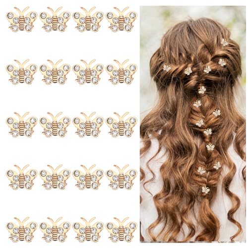 Ymapinc Gold Butterfly Hair Clips, 20 Pcs Crystal Rhinestone Hair Pins