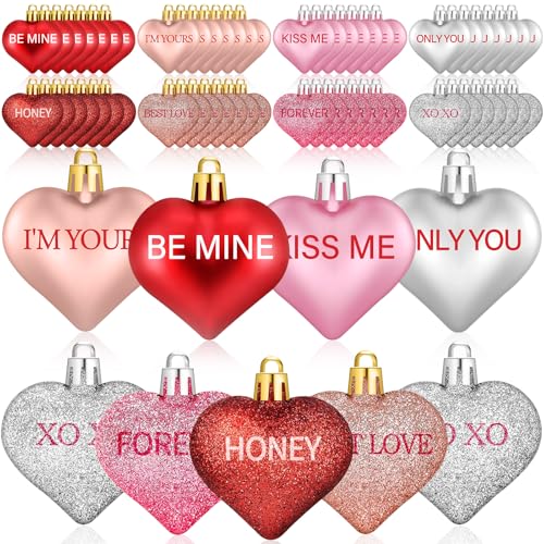56PCS Heart Ornaments Set for Valentine's Day Decorations
