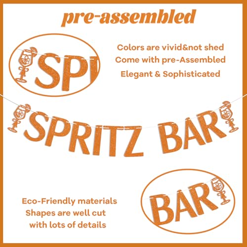 Spritz Bar Banner - Glitter Orange Citrus Party Decor