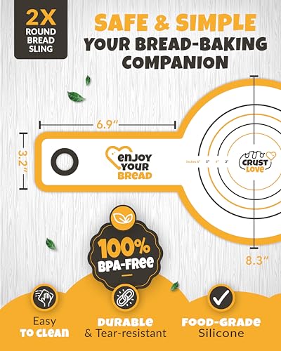 CRUSTLOVE Silicone Bread Sling Set - 2-Pack Sourdough Baking Mats