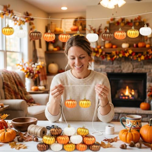 Multi Color Fall Pumpkin Tree Ornaments 12 Pcs Mini Hanging Pumpkin Balls