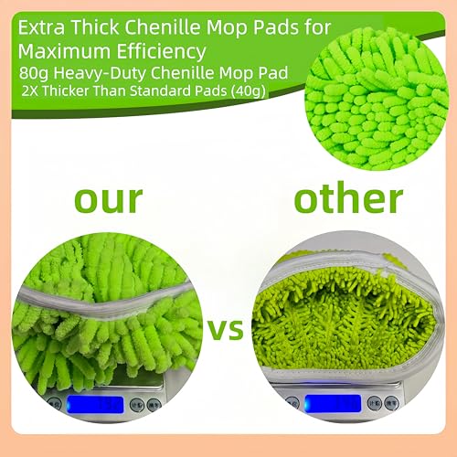 Reusable Chenille Mop Pads for Swiffer Sweeper, 4-Pack Microfiber Refills
