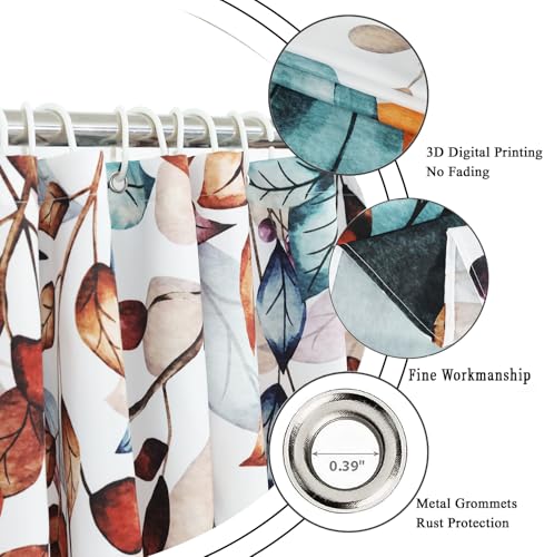 Fall Shower Curtain with Watercolor Pumpkins & Leaves - 72" x 72"
