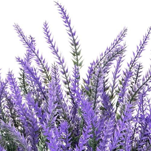 10 Bundles of Artificial Lavender Flowers - Deep Purple Faux Plants