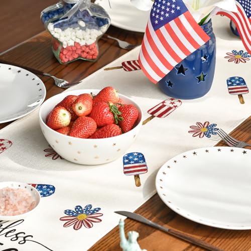 Stars & Stripes Ice Cream Table Runner 13x72 for 4th of July