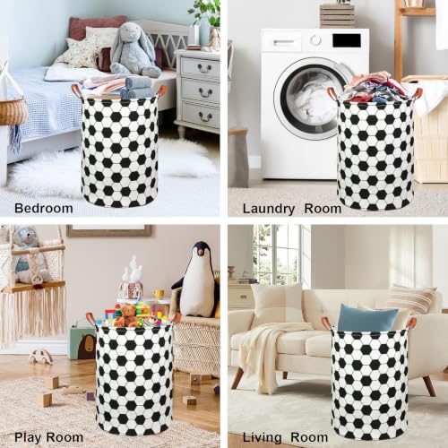 HUNRUNG Round Collapsible Fabric Storage Basket with Reinforced Handles