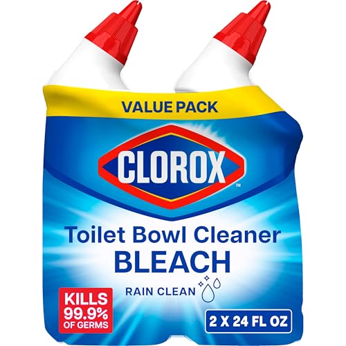 Clorox Toilet Bowl Cleaner with Bleach, Rain Clean, 24 fl oz - 2 Pack