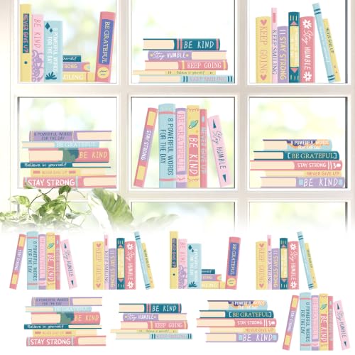 Tenceur Boho Classroom Window Clings, 8 Sheets Reading Decor, Bright Color