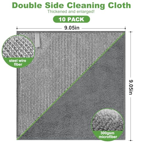 Jeymei Non-Scratch Wire Dishcloths - Multipurpose Cleaning Rags, 10-Pack