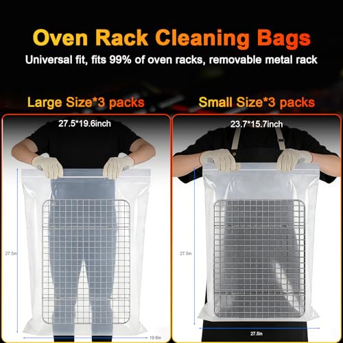 Heavy Duty Reusable Oven Rack Cleaning Bags - 6 Pack
