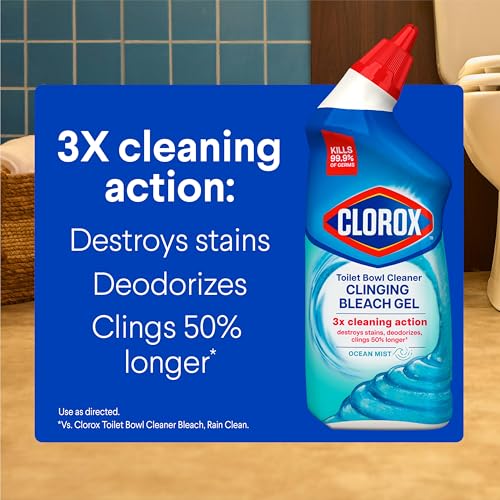 Clorox Toilet Bowl Cleaner Bleach Gel, Ocean Mist, 24 oz