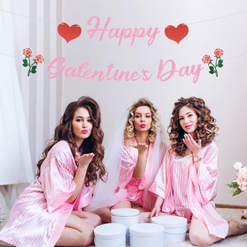 Happy Valentine's Day Banner with Roses & Hearts - 18 Flags
