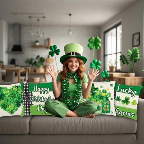 St. Patrick's Day Throw Pillow Covers 18x18 Set of 4 - Style B