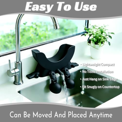 Cute Hanging Sponge Holder with Drainage - Kitchen Sink Caddy, No Installation Needed, Black