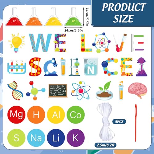 Science Party Banners Set - 5pcs 'We Love Science' Garland for Classroom & Birthday Decor