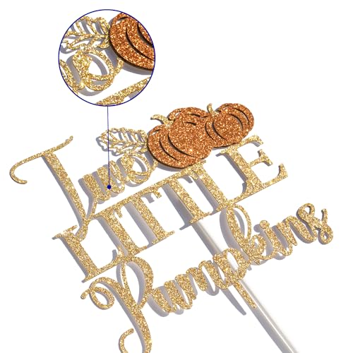 Two Little Pumpkins Cake Topper - Glitter Twins Birthday Decor