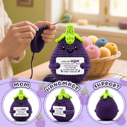 Handmade Crochet Eggplant Gift for Bonus Mom Birthday Christmas