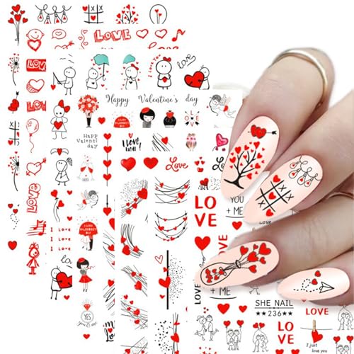 Valentine's Day 3D Self-Adhesive Nail Stickers & Decals - 12 Sheets