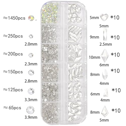 Nail Rhinestones and Crystals Kit with Flatback Gems and Beads