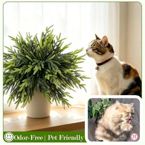 32Pcs 18 Inch Artificial Norfolk Pine Branches Christmas Greenery - Real Touch Foliage
