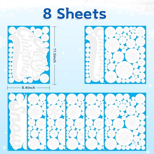 335 Pcs Snowflake Christmas Window Clings - Winter Decor Set