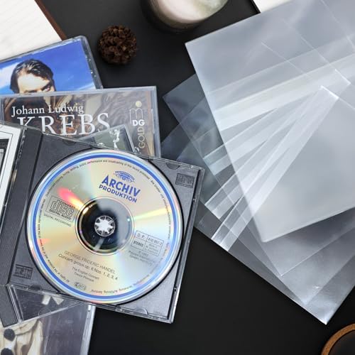 50-Pack CD & DVD Protective Sleeves - Clear Plastic Storage Envelopes
