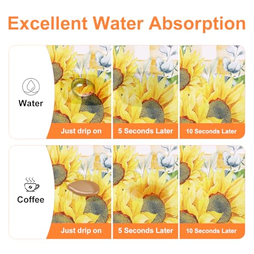 LOKHOM Sunflower Coffee Dish Drying Mat 12" x 20"